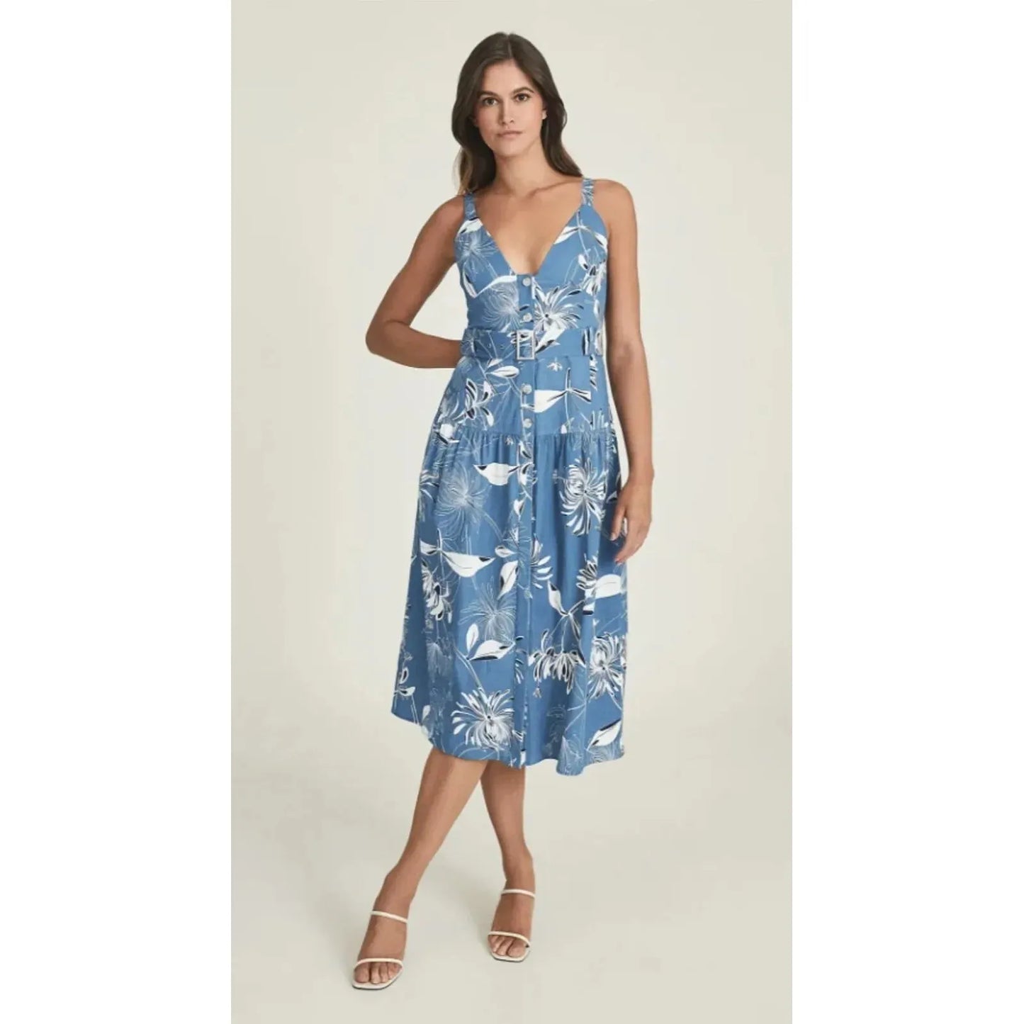 Noah Printed Midi Dress Reiss Reiss