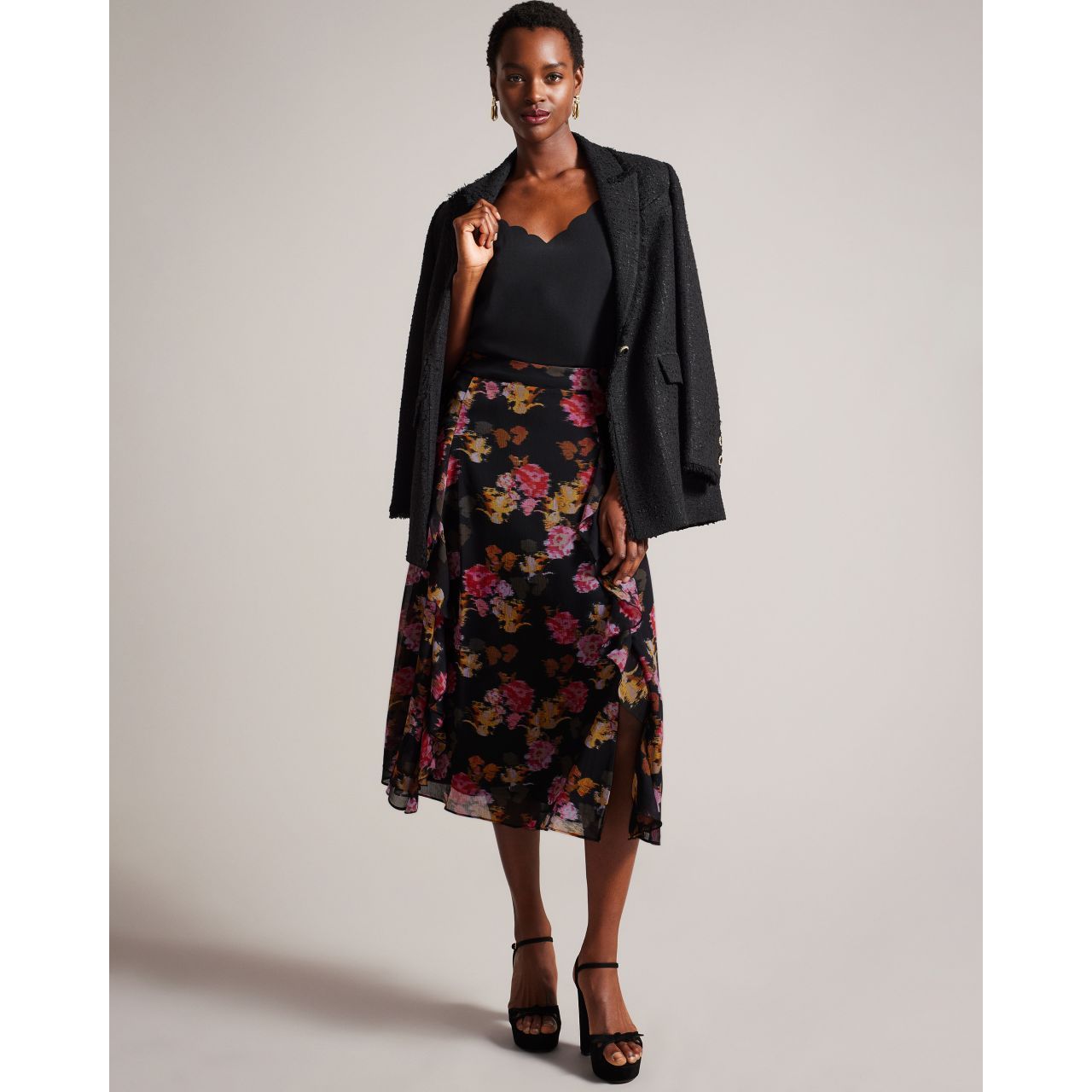PATTSIE Ruffled Midi Skirt
