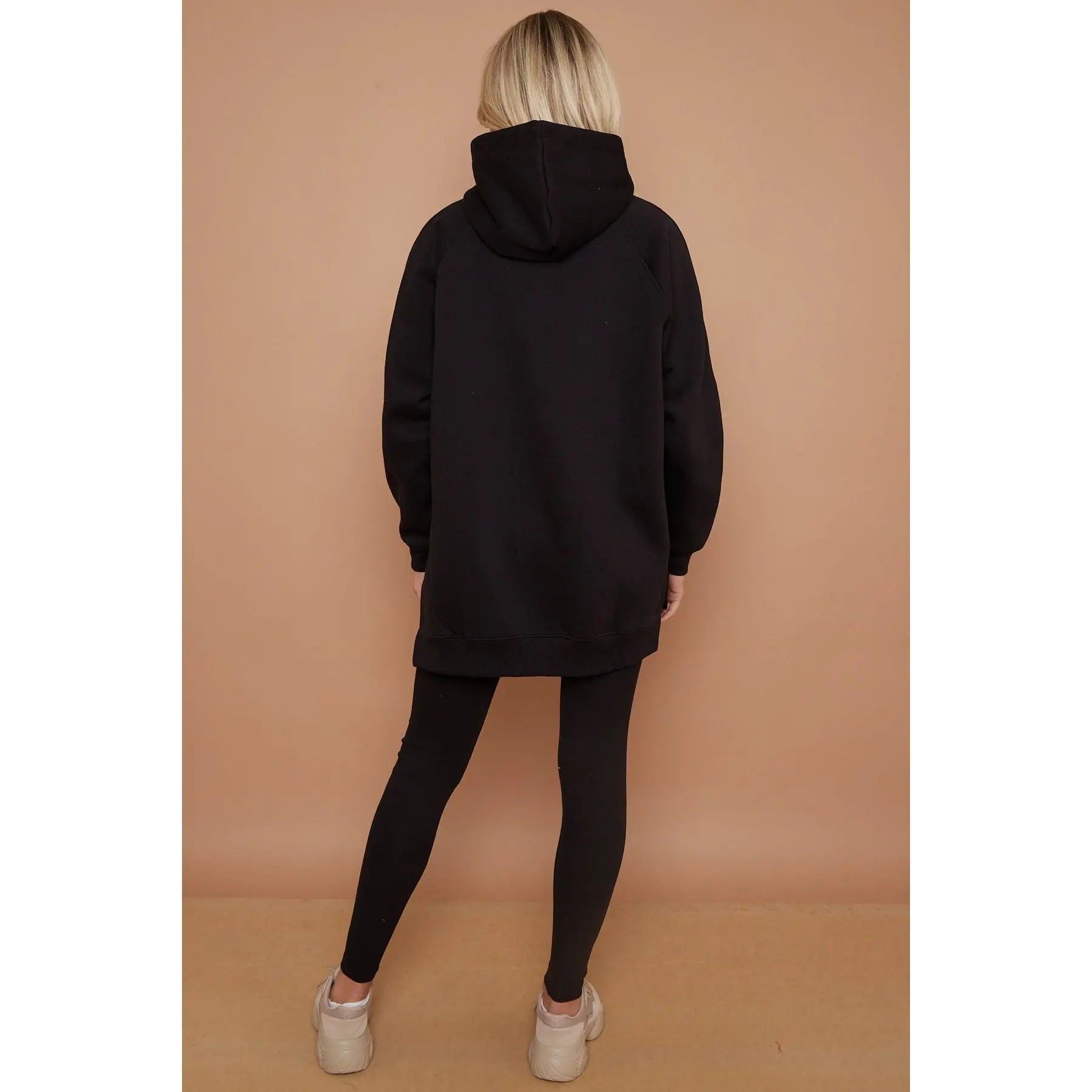 Black Oversize Hoodie & Ribbed Leggings Set Duchess Boutique