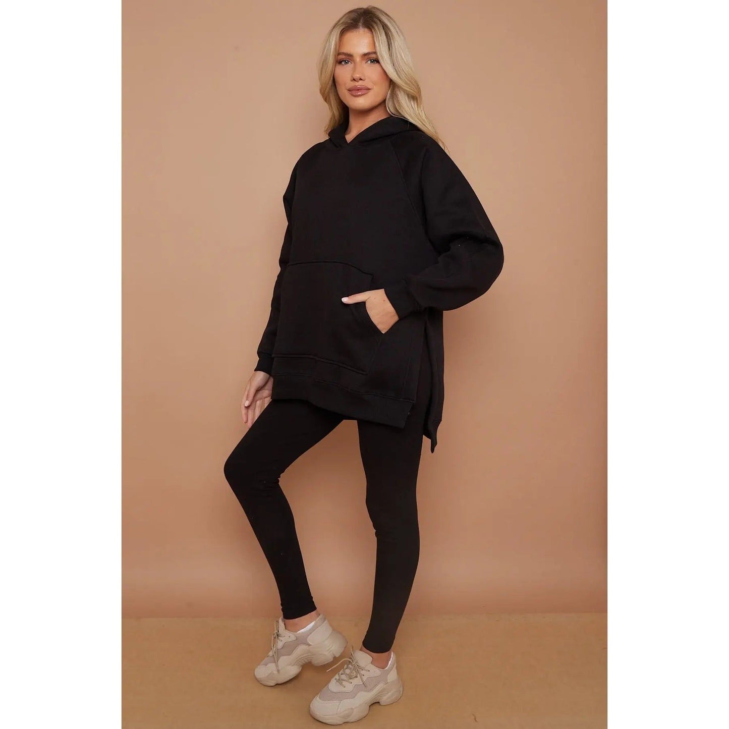 Black Oversize Hoodie & Ribbed Leggings Set Duchess Boutique