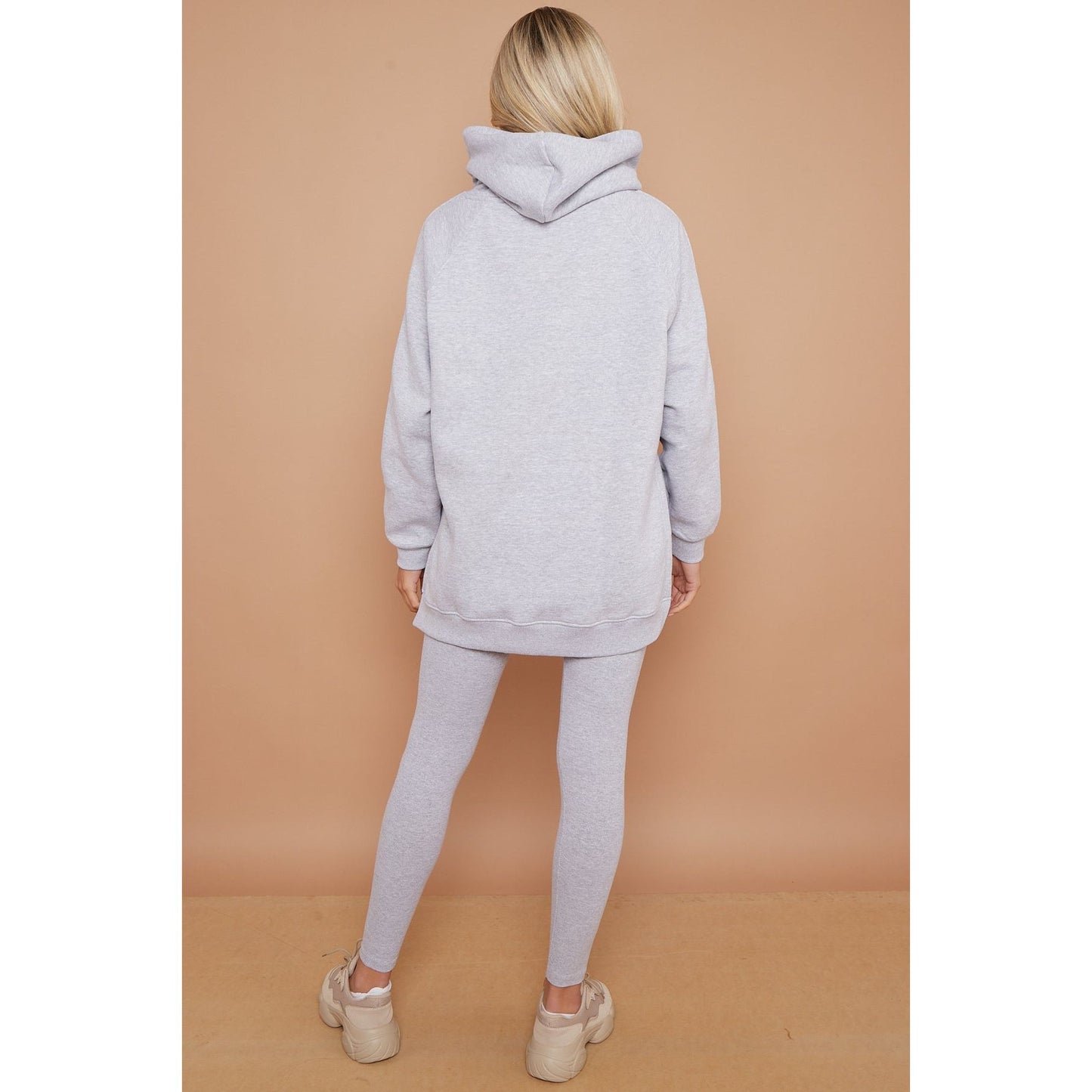 Silver Oversized Split Sides Hoodie & Ribbed Leggings set Duchess Boutique