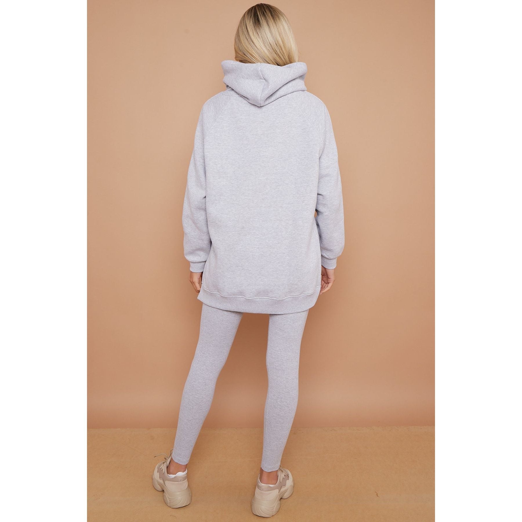 Silver Oversized Split Sides Hoodie & Ribbed Leggings set Duchess Boutique