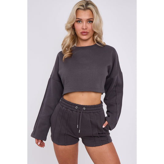 Charcoal Crop Jumper Shorts Duchess Boutique